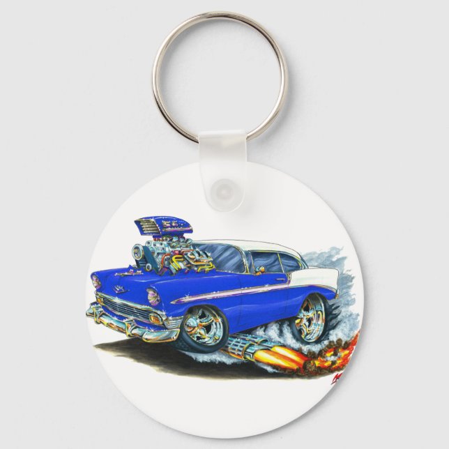 1956 Chevy 150-210 Blue Car Keychain (Front)