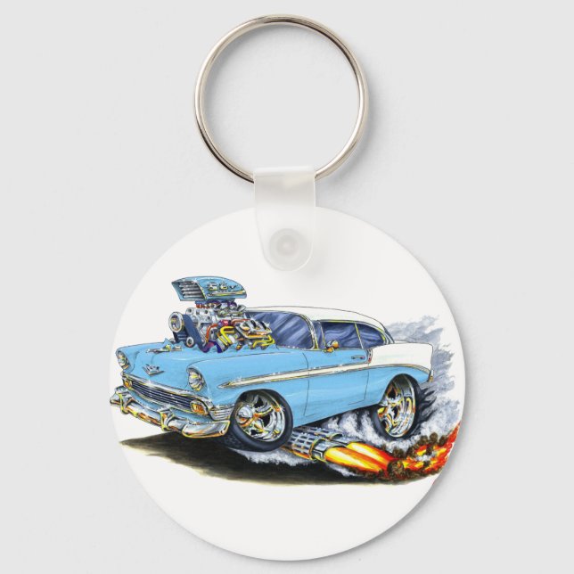 1956 Chevy 150-210 Lt Blue Car Keychain (Front)