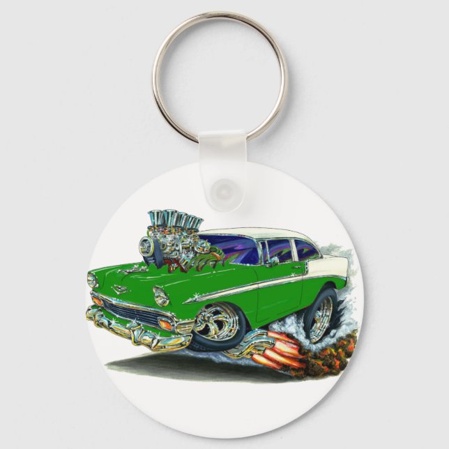 1956 Chevy Belair Green Car Keychain (Front)