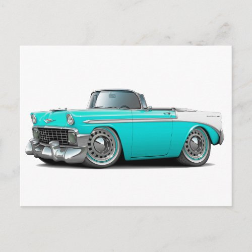 1956 Chevy Belair Turquoise_White Convertible Postcard