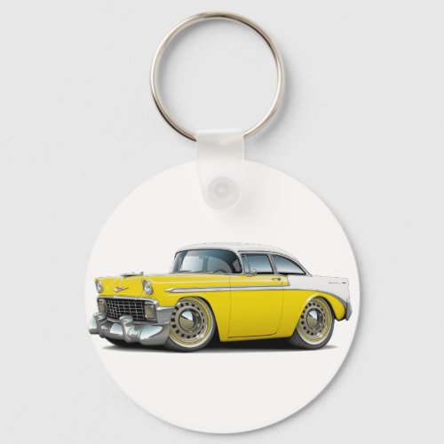 1956 Chevy Belair Yellow_White Car Keychain
