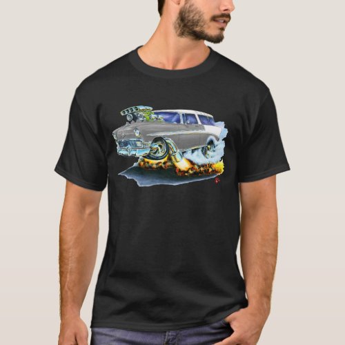 1956 Chevy Nomad Grey Car T_Shirt