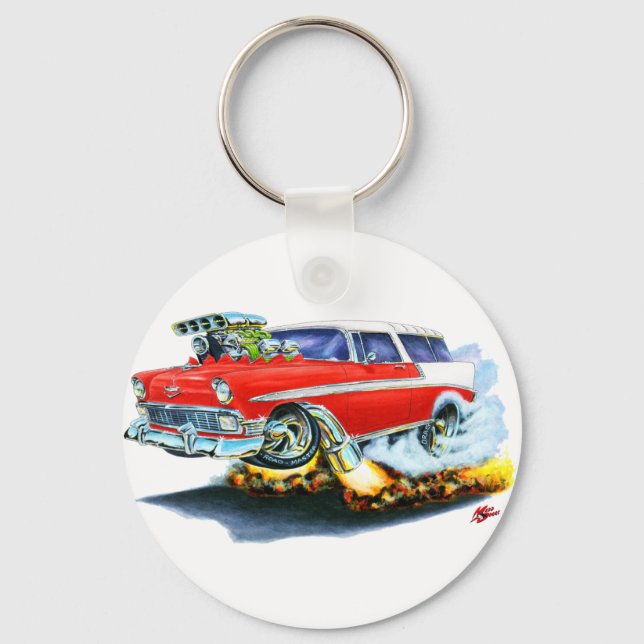 1956 Chevy Nomad Red Car Keychain (Front)