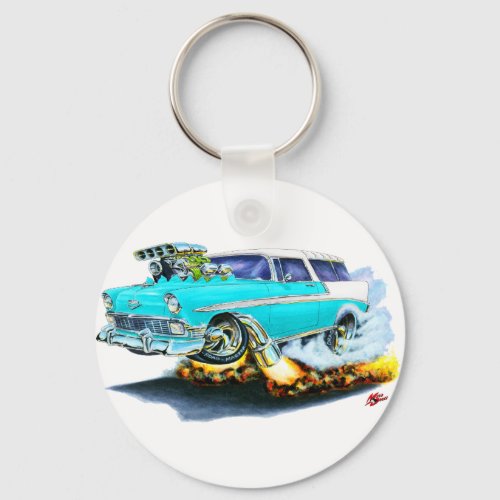 1956 Chevy Nomad Turquoise Car Keychain