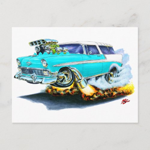 1956 Chevy Nomad Turquoise Car Postcard