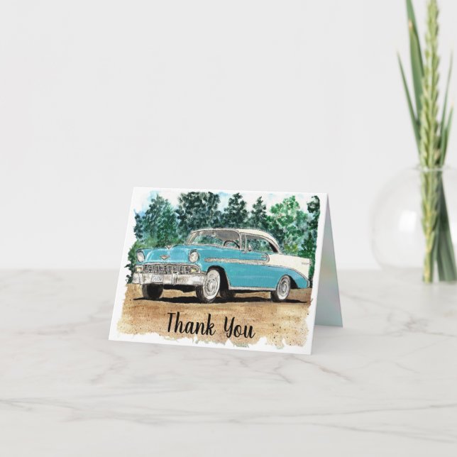 1956 Chevy Watercolor Thank You Card (Front)