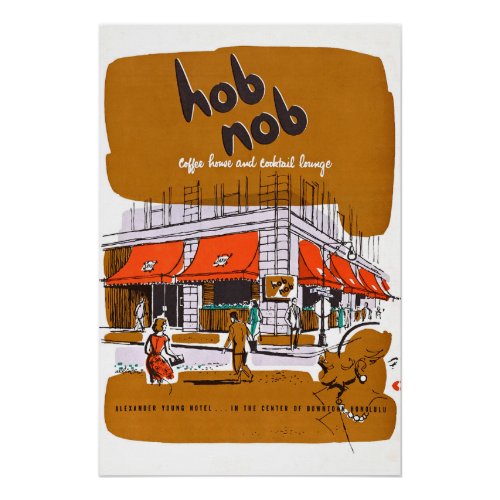 1956 Coffee House Menu Hob Nob Honolulu Hawaii Poster