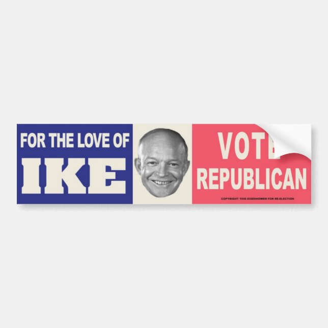 1956 IKE Vote Republican Vintage Bumper Sticker (Front)