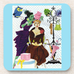 1956 Jealousy whispers into Gloria's ear print Drink Coaster