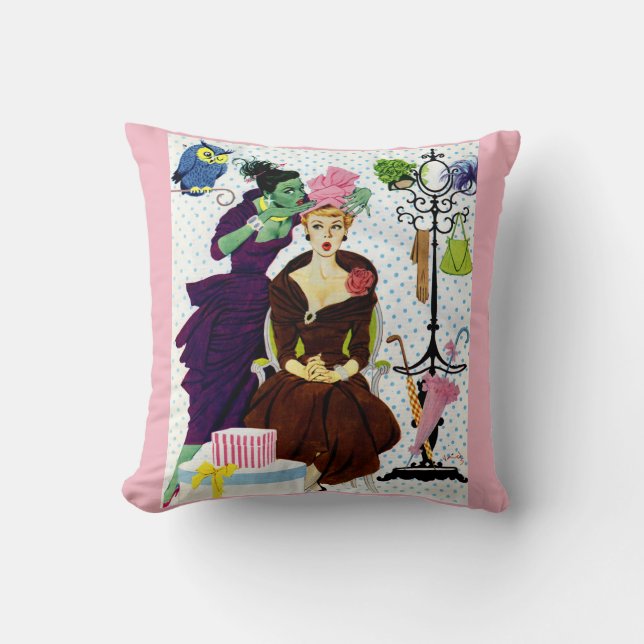 1956 Jealousy whispers into Gloria's ear Throw Pillow (Front)