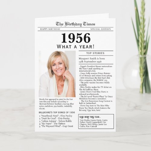 1956 Newspaper Birthday card