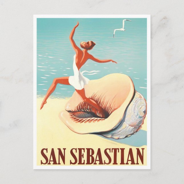 1956 San Sebastian Spain vintage travel Postcard (Front)