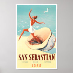 1956 San Sebastian Spain vintage travel Poster