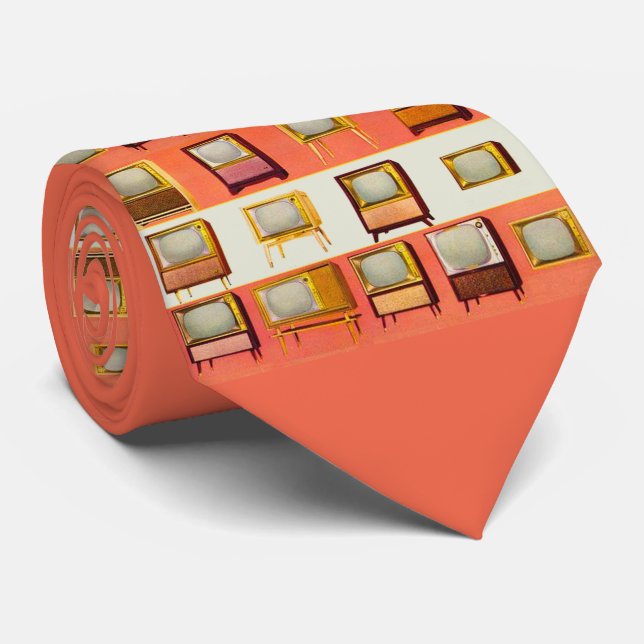 1956 television sets print neck tie (Rolled)