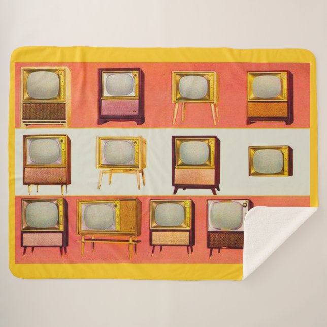 1956 television sets print sherpa blanket (Front (Horizontal))