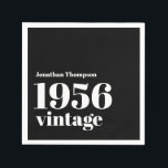 1956 Vintage Name Black 70th Birthday Party Napkins<br><div class="desc">1956 Vintage Name Black 70th Birthday Party. Simple and classy. Easily personalise the text to your own requirements.</div>