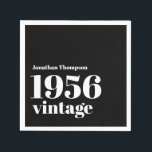 1956 Vintage Name Black 70th Birthday Party Napkins<br><div class="desc">1956 Vintage Name Black 70th Birthday Party. Simple and classy. Easily personalise the text to your own requirements.</div>