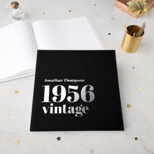 1956 Vintage Name Black Male 70th Birthday Party Foil Guest Book