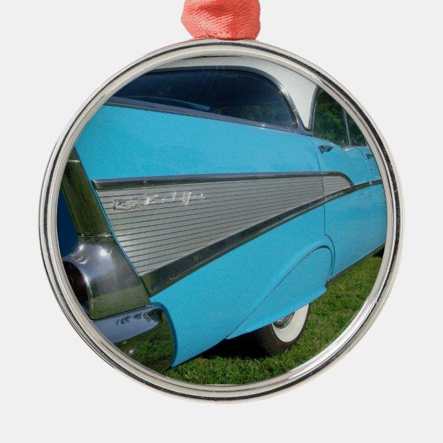 1957 57 Blue Chevy Bel Air Christmas Ornament (Front)