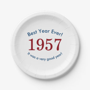 1957  Best Year Ever 60th Birthday Party Celebrate Paper Plates