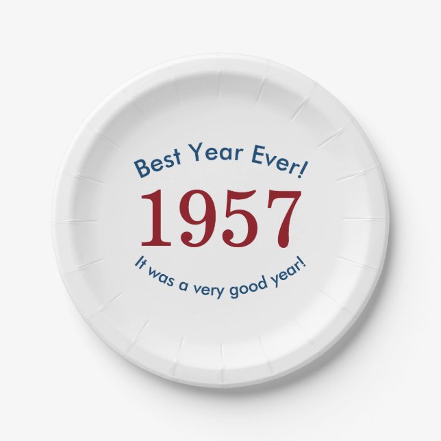 1957  Best Year Ever 60th Birthday Party Celebrate Paper Plates (Front)