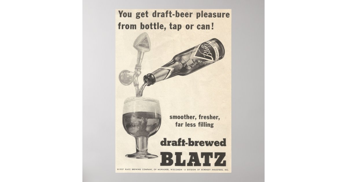 1957 Blatz Beer Ad Poster