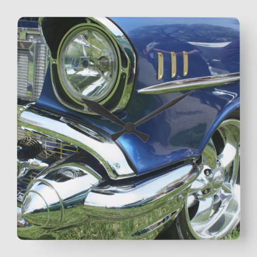 1957 Blue Chevy Custom Car Square Wall Clock