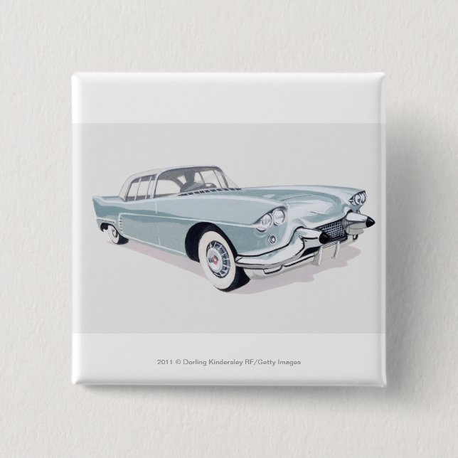 1957 Cadillac with silhouette of driver inside Button (Front)