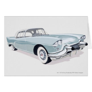 1957 Cadillac with silhouette of driver inside Cards