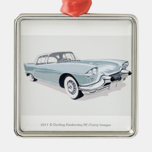 1957 Cadillac with silhouette of driver inside Metal Ornament