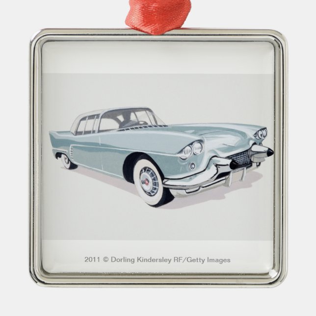 1957 Cadillac with silhouette of driver inside Metal Ornament (Front)