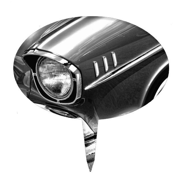1957 Chevrolet Bel Air Black & White Cake Topper (Front)