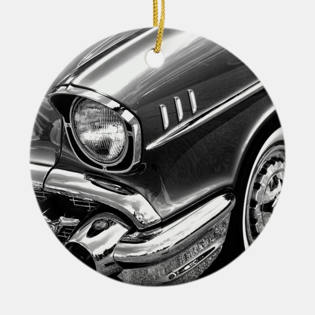 1957 Chevrolet Bel Air Black & White Ceramic Ornament (Front)