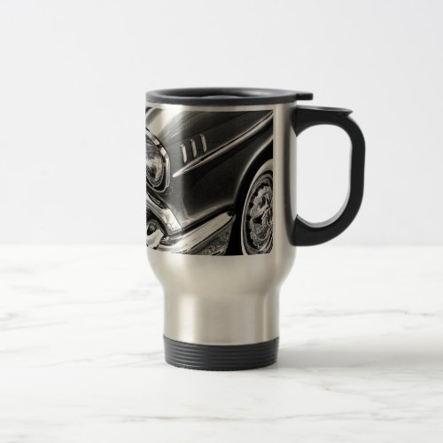 1957 Chevrolet Bel Air Black  White Travel Mug