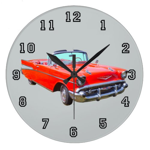 1957 Chevrolet Bel Air Convertible Antique Car Large Clock