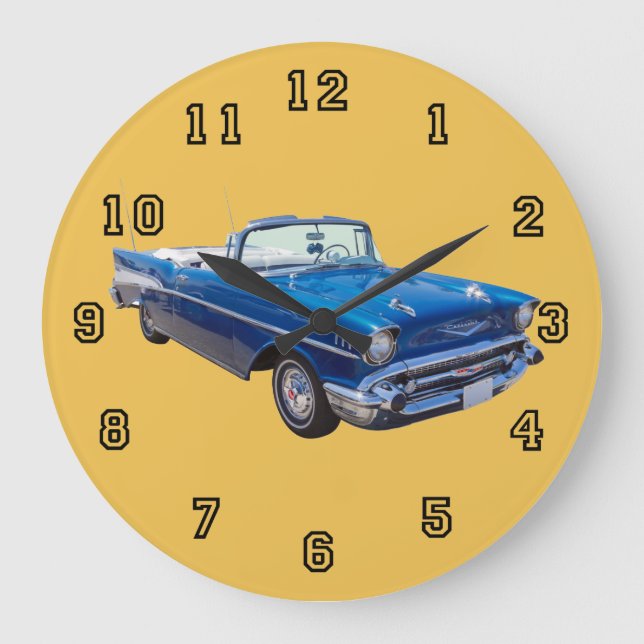 1957 Chevrolet Bel Air Convertible Classic Car Large Clock (Front)