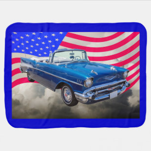1957 Chevrolet Bel Air with American Flag Swaddle Blanket