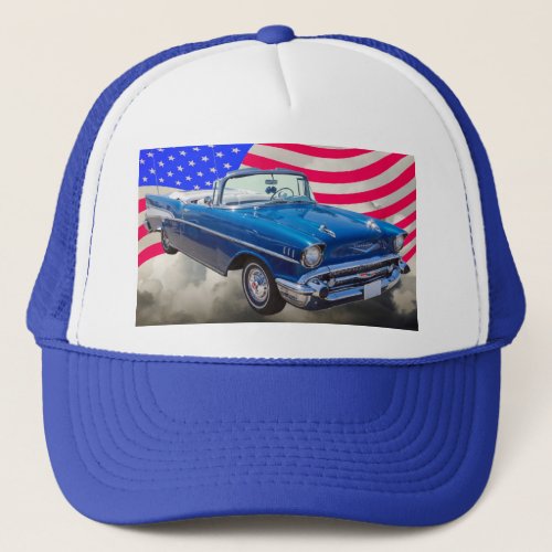 1957 Chevrolet Bel Air with American Flag Trucker Hat