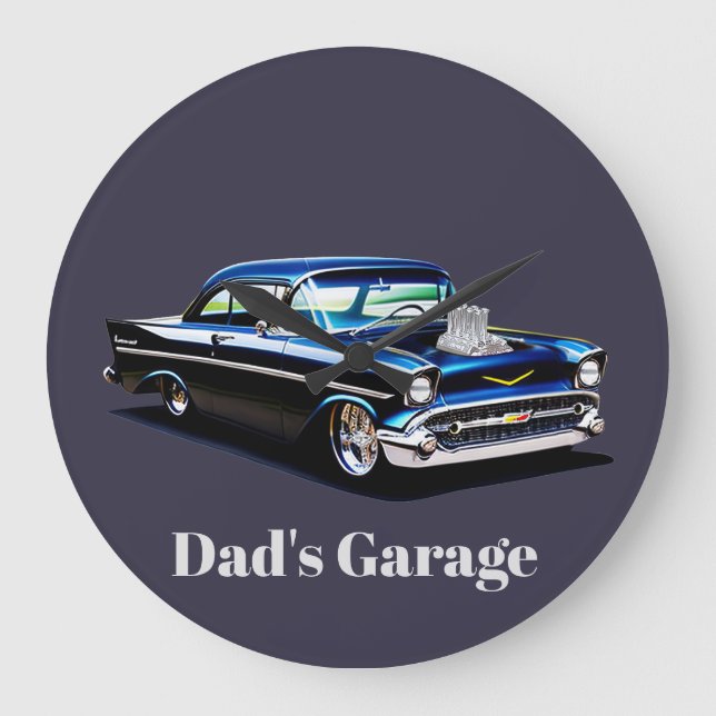 1957 Chevrolet Classic Chevy Muscle Car Street Rod Large Clock (Front)