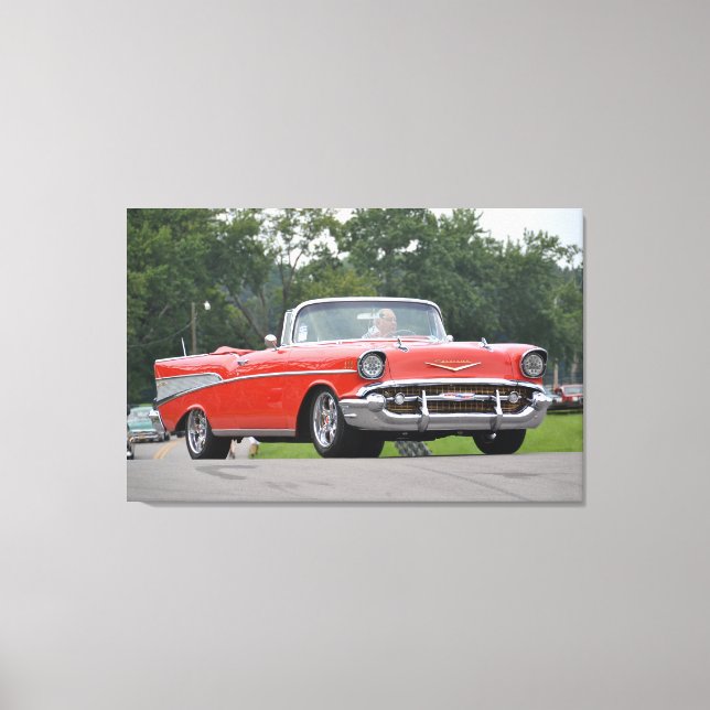 1957 Chevrolet Convertible red with custom wheels Canvas Print (Front)