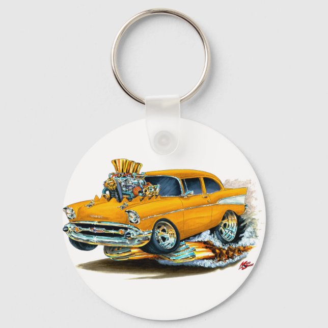 1957 Chevy 150-210 Orange Car Keychain (Front)
