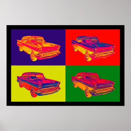 1957 Chevy Bel Air Car Pop Art Poster