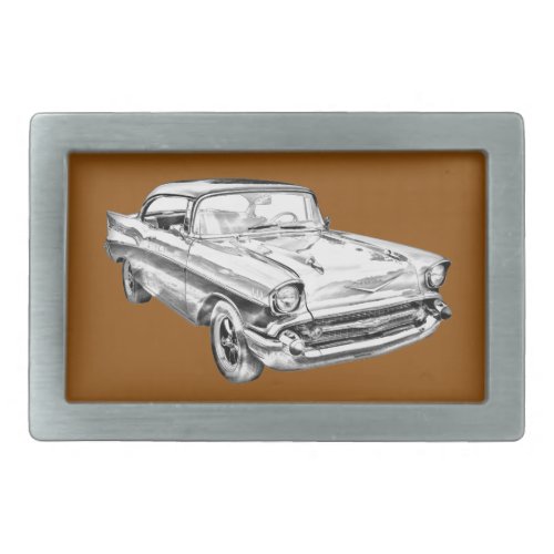 1957 Chevy Bel Air Classic Car Illustration Belt Buckle