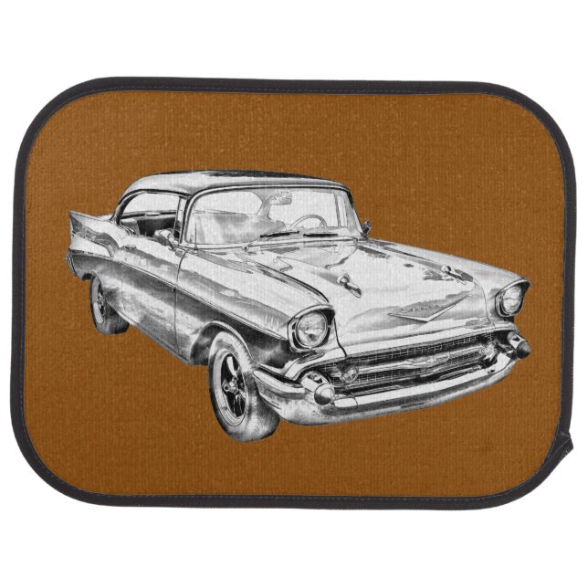 1957 Chevy Bel Air Classic Car Illustration Car Floor Mat (Rear)