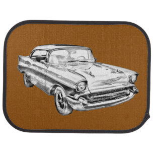 1957 Chevy Bel Air Classic Car Illustration Floor Mat