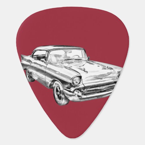 1957 Chevy Bel Air Classic Car Illustration Guitar Pick