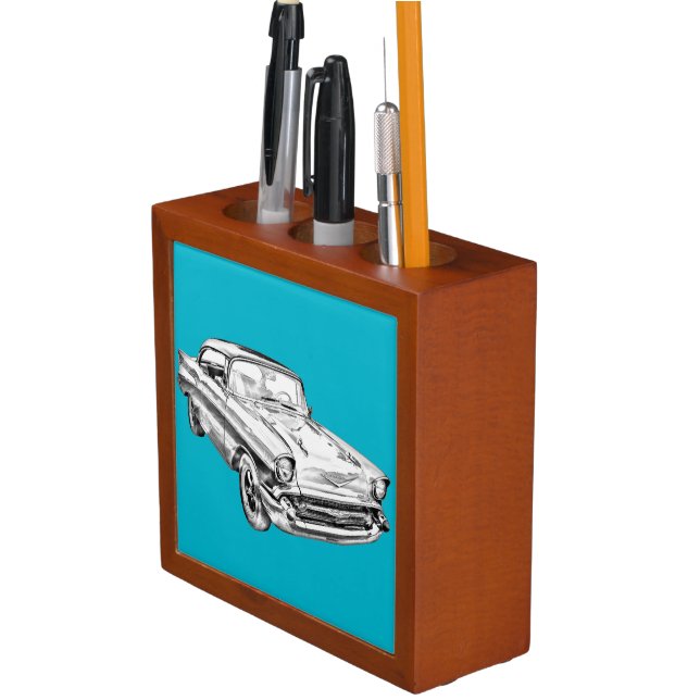 1957 Chevy Bel Air Classic Car Illustration Pencil/Pen Holder (In Situ)