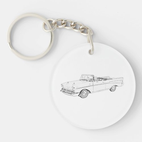 1957 Chevy Bel Air Convertible Drawing Acrylic Keychain