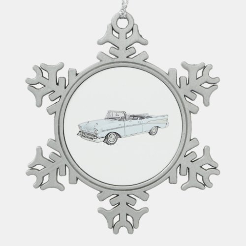 1957 Chevy Bel Air convertible Snowflake Pewter Christmas Ornament