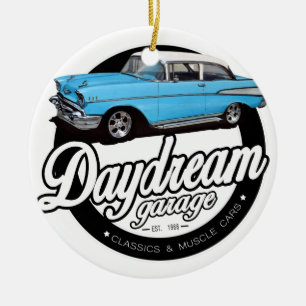 1957 Chevy Bel Air Garage Logo Ceramic Ornament